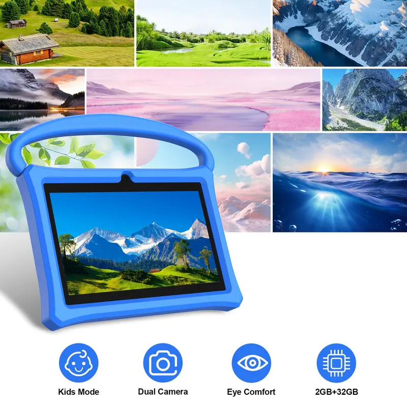 7 Inch Smart Tablet, 32G Android 13 Tablet with Silicone Protective Case & Holder, Educational Tablet, Gaming Tablet, Learning Tablet 4