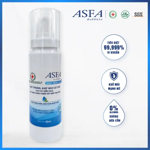 Chai xịt diệt khuẩn, khử mùi cơ thể ASFA Body 60 ml Khử Mùi Hôi