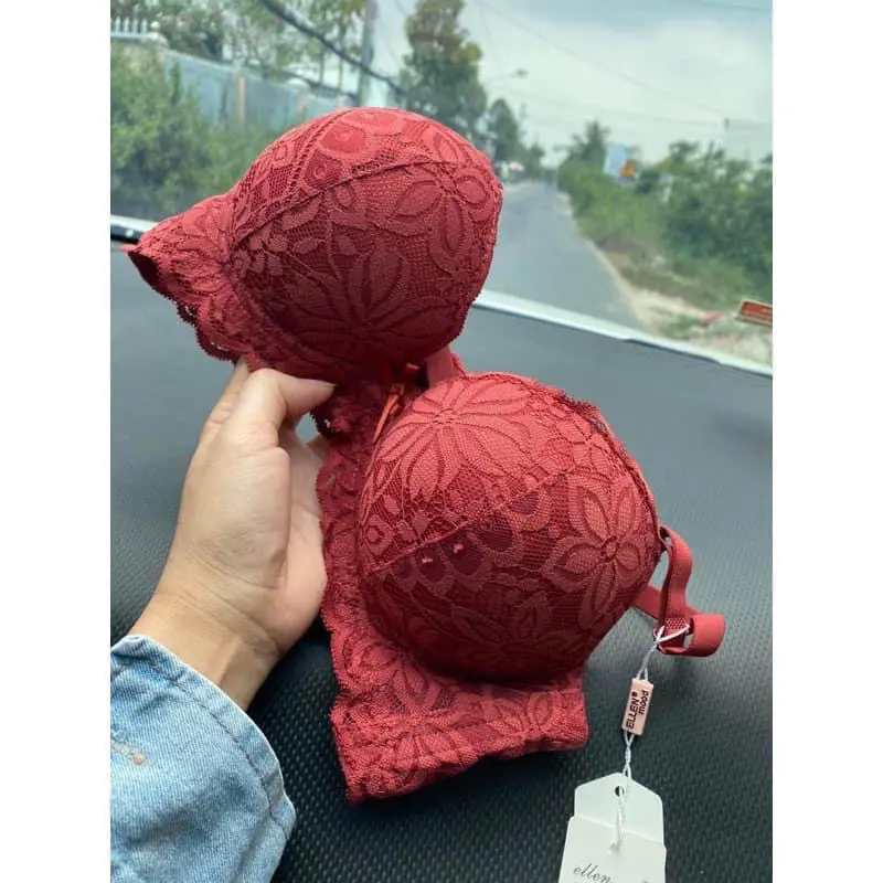 Áo Lót Ren Nữ Đệm Dày 5.5cm Không Gọng Siêu Nâng Đẩy Vòng 1 Cao Cấp Tim Bra Đen 4
