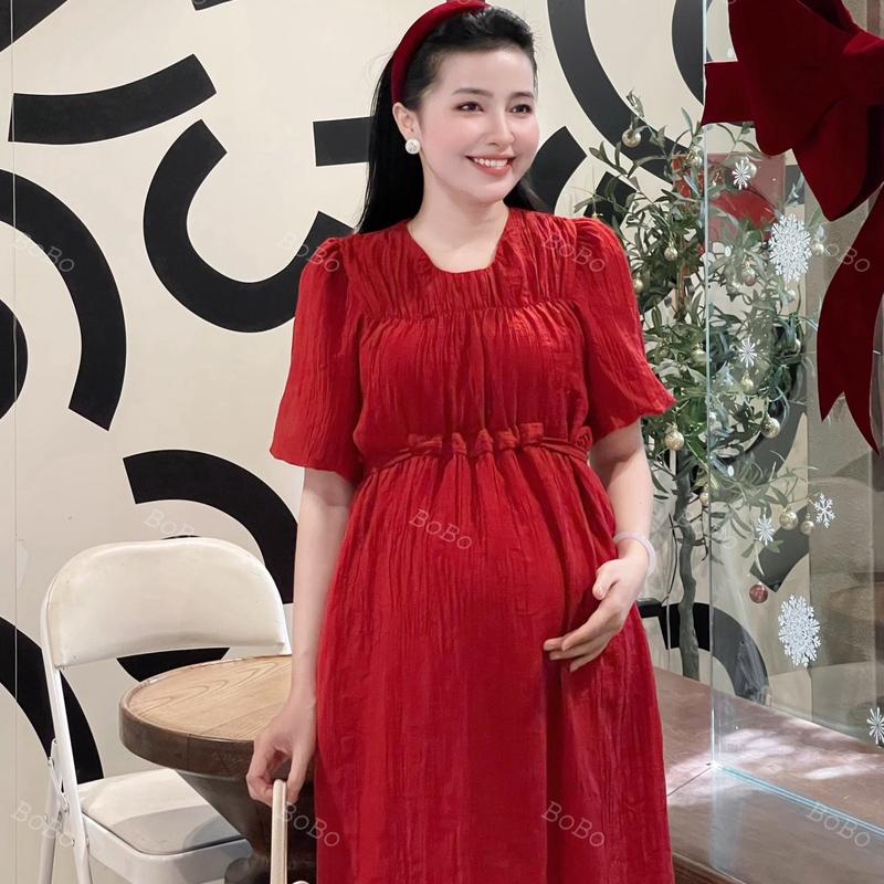 BoBo| Váy Bầu tơ mềm mát Bầu mặc đến sinh