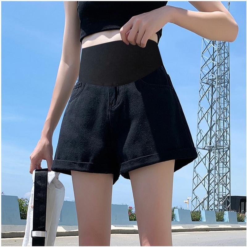 Quần sóc Jean bầu ống rộng mặc hè mát trẻ trung năng động cho mẹ bầu Đầm Bầu