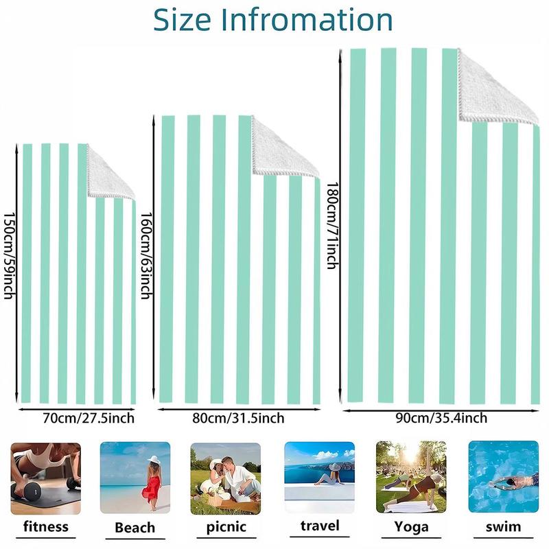 Product Introduction of Striped Pattern Beach Towel, 1 Count Soft Absorbent Towel, Large Beach Towel for Women & Men, Household Textiles for Home Beach Vacation 1