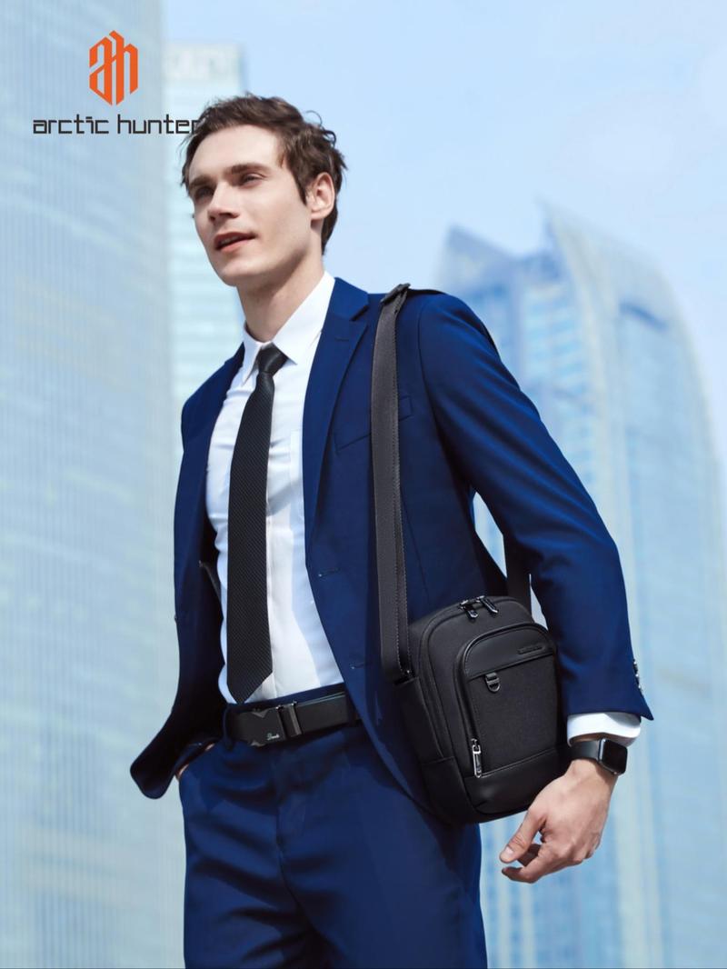 Product Introduction of Men's Business Solid Color Zipper Shoulder Bag, Fashionable Waterproof Crossbody Bag for Daily Life, Casual Trendy Versatile High-quality Daily Commuting Bag 4