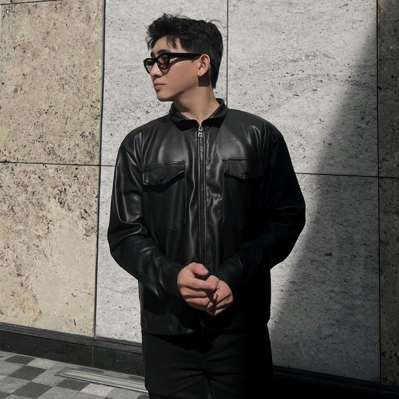 Áo Khoác Jacket Da Phối Dây Kéo Hai Túi Hộp Form CropTop phù hợp đi Đám Tiệc Event Mr.Smile 99 Shop Menswear Tay Dài