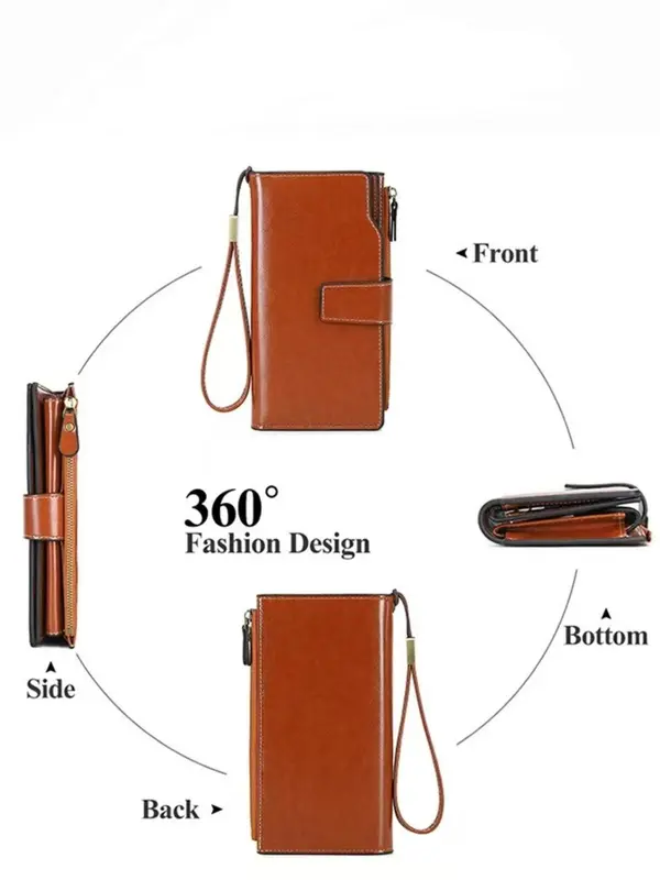 Women's Elegant Long Wallet, Fashionable Multi-layer Design Wallet with Zipper & Safety Buckle, Casual Trendy Versatile High-quality Daily Wallet 5