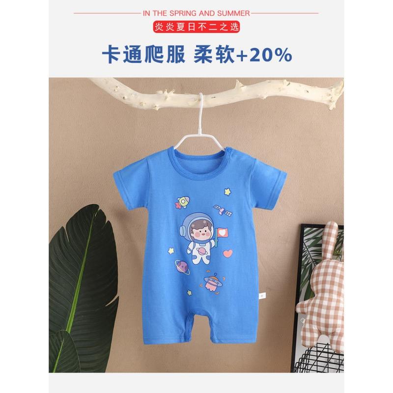 Product Introduction of 2024 Infant climbing clothes pure cotton summer new Korean version boy baby thin women's short-sleeved children's onesie Romper 1