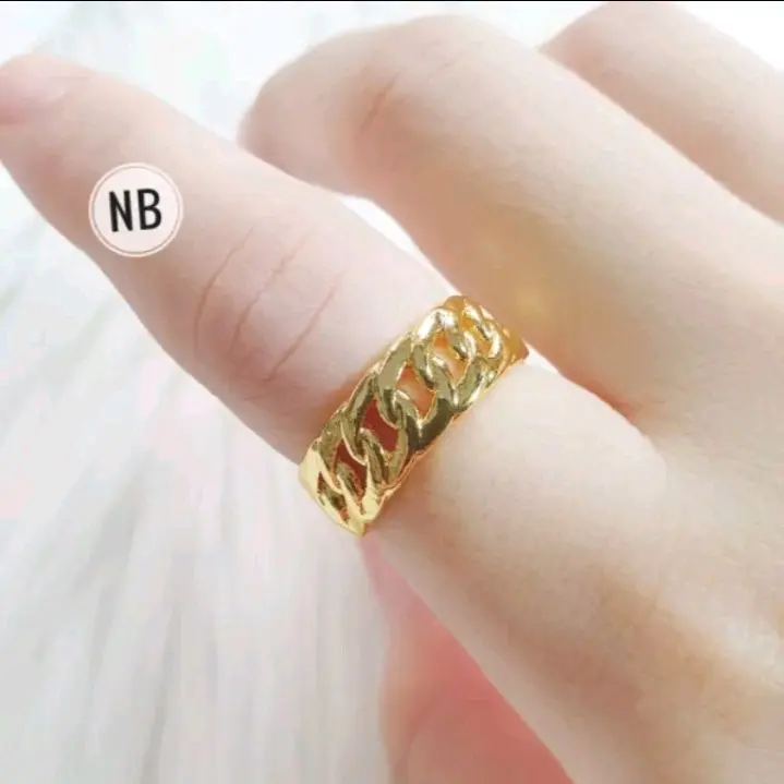Cincin Titanium Model Rante Warna Gold Anti Karat 1