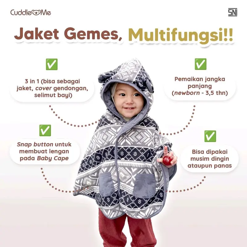 BabyCape CuddleMe Cover Gendongan Jaket Bayi Anak Multifungsi Toddler 1