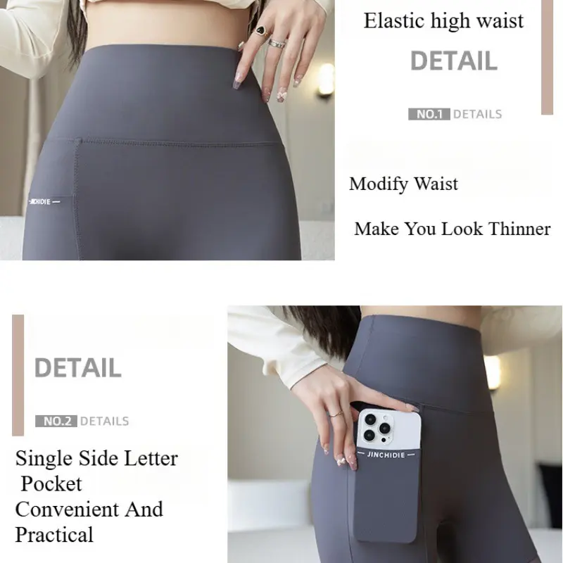 Quần Tập Yoga, Dành Cho Nữ, Thân Thiện Với 100kg, Quần Legging Cá Mập Cạp Cao Có Túi Lưới, Trang Phục Thể Dục Barbie Dày Trung Bình (Cỡ L-XXXL) 1