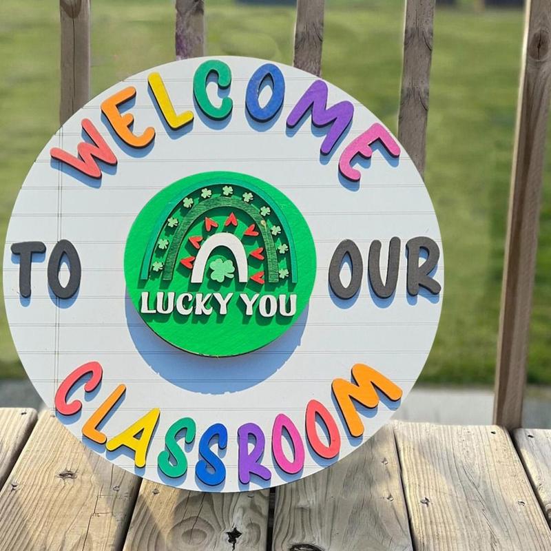 Back To School Decor Interchangeable Welcome To Our Classroom Sign Cartoon Wooden Welcome Door Signs Elegant Handmade Welcome To Our Home Sign Celebration 5