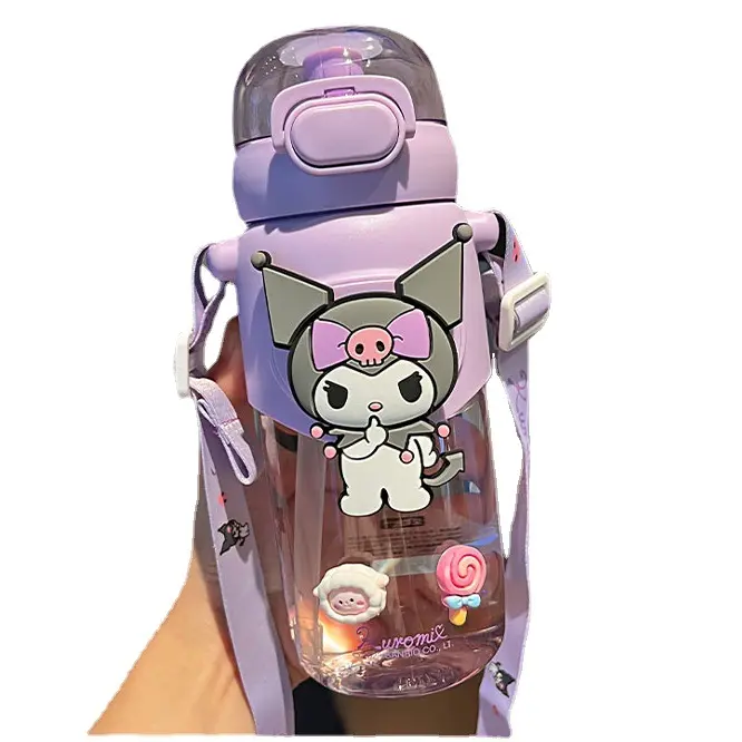 600ml Sanrio Tritan Plastic Tumbler With Straw  Cute Kids  Water Bottles  Portable Cup Reusable Mug Bottled   Cinnamoroll  Kuromi  reuse Drinkware Washable