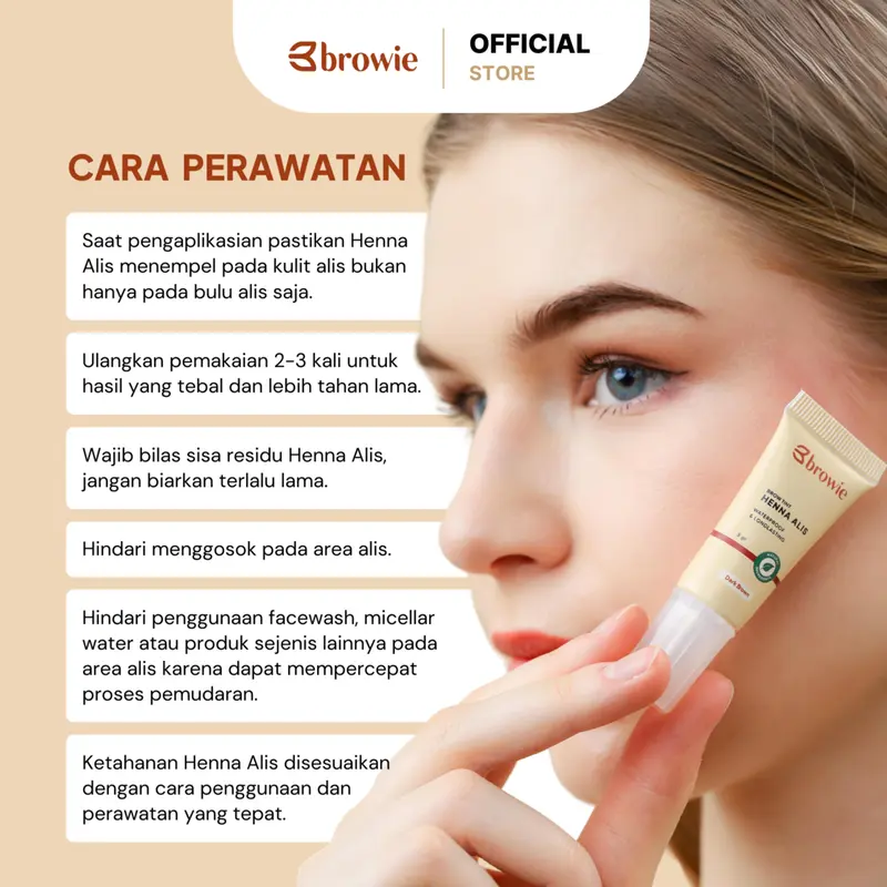 Brown - 10GR - [BPOM & Halal] browie Brow Tint Henna Alis + Cetakan Alis Tali | Eyebrow Gel Waterproof & Longlasting Coklat (Ini Henna alis bukan pensil alis) 4