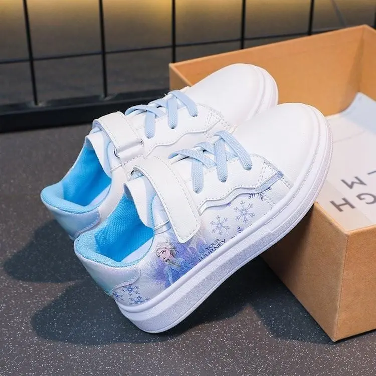 Children's Sports Shoes 2024 New Cartoon Frozen Princess Elsa Girls Comfortable Sneakers Cute Sweet Kids Running Shoes Wear-resistant Dirt-proof