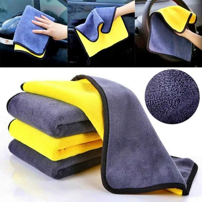 Kain Lap Microfiber 500gsm 30x30cm 30x60cm Premium/Lap Kain Detailing Mobil Motor Kuning Abu/Kain Lap Cuci Motor Mobil Tebal Serbaguna 4