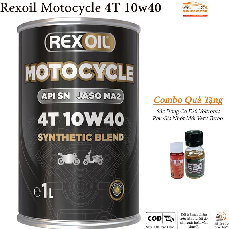 Dầu Nhớt Dành Cho Xe Số, Côn Tay Rexoil Motocycle 4T 10w40 - Tặng Kèm 2 Quà Gồm 1 Súc Động Cơ E20 Và 1 Phụ Gia Nhớt Mới Xado Very Turbo