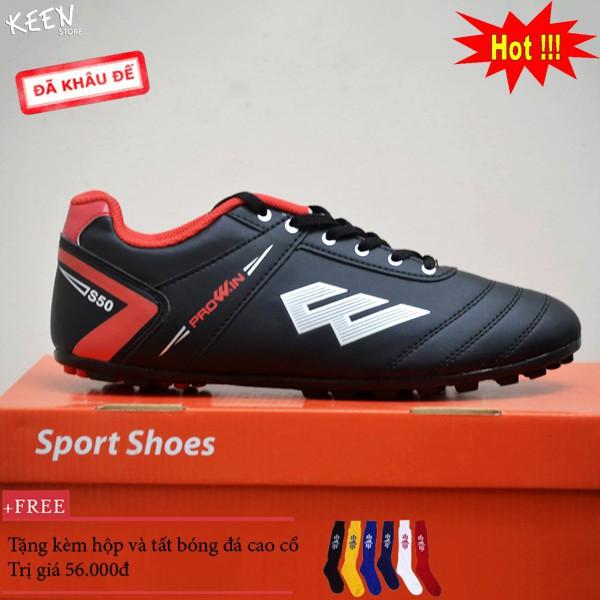 Giày đá bóng Prowin S50 đen kèm tất cao cổ và hộp - nhà phân phối chính từ hãng Sneaker Cao Su Sport giày bata  ráp đế toni  11