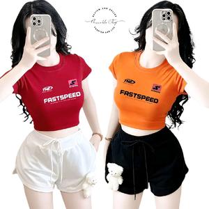 [Size S, M] Set Outfit Áo Croptop Borip Ôm Body Form Basic In Hình Fast Speed Phối Kèm Quần Đùi Da Cá Đính Gấu Bông, Áo Croptop Ôm Body Nữ Áo Kiểu Xinh Đẹp In Hình Độc Lạ Đi Biển Đang Hot 2025 Mặc Hè Mặc Nhà Mặc Đi Chơi Thoải Mái