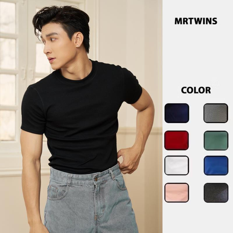 Áo Thun Nam Cổ Tròn Tay Ngắn Cotton Gân Form Body Thương HIệu MrTwins Menswear Top