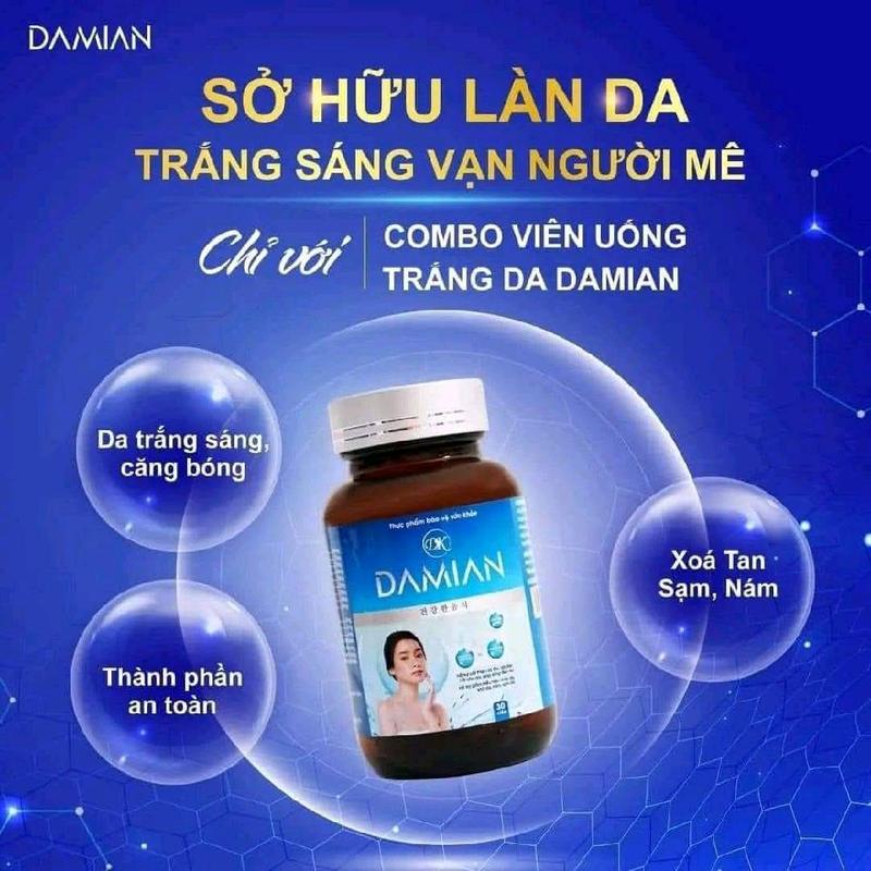 Viên uống Damian Dakami hộp 30 viên hỗ trợ trắng da mờ nám 3