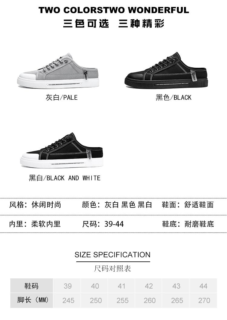 Product Introduction of Fashion Canvas Sneakers For Men Outdoor Anti-Slip Rubber Slippers Casual Sport Half Of Slippers For Men Footwear Shoes hoverboard  shoes 2