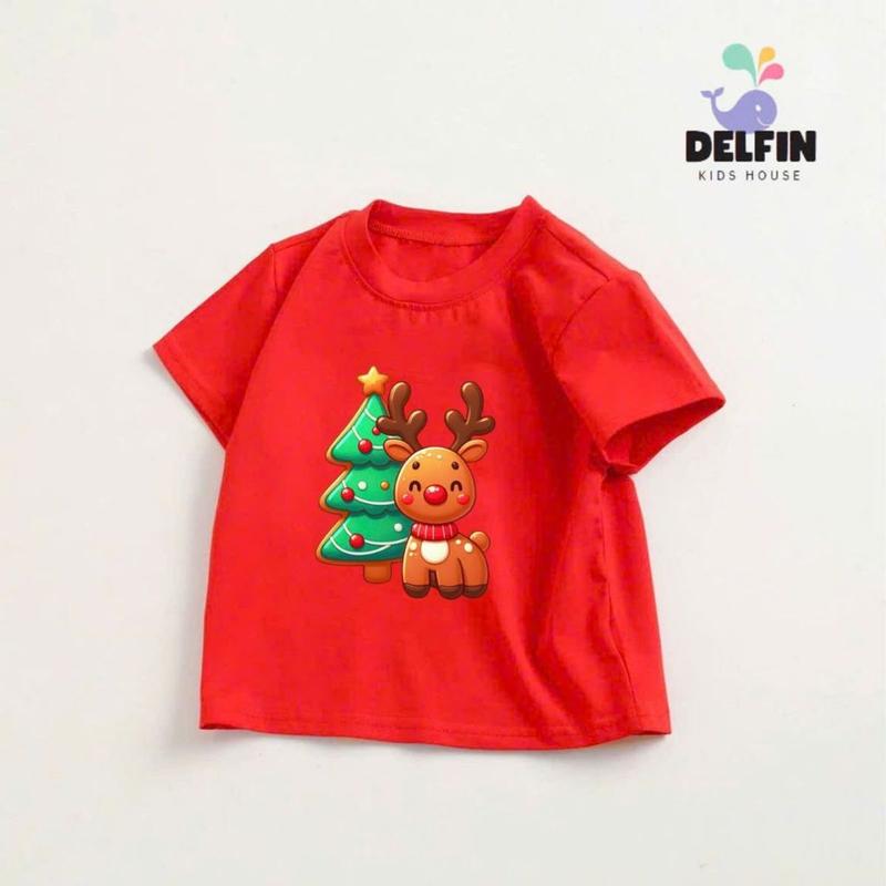 Áo thun bé gái, bé trai ngắn tay Noel Merry Christmas Delfinkid cotton 4 chiều chính phẩm từ 10-30kg 1