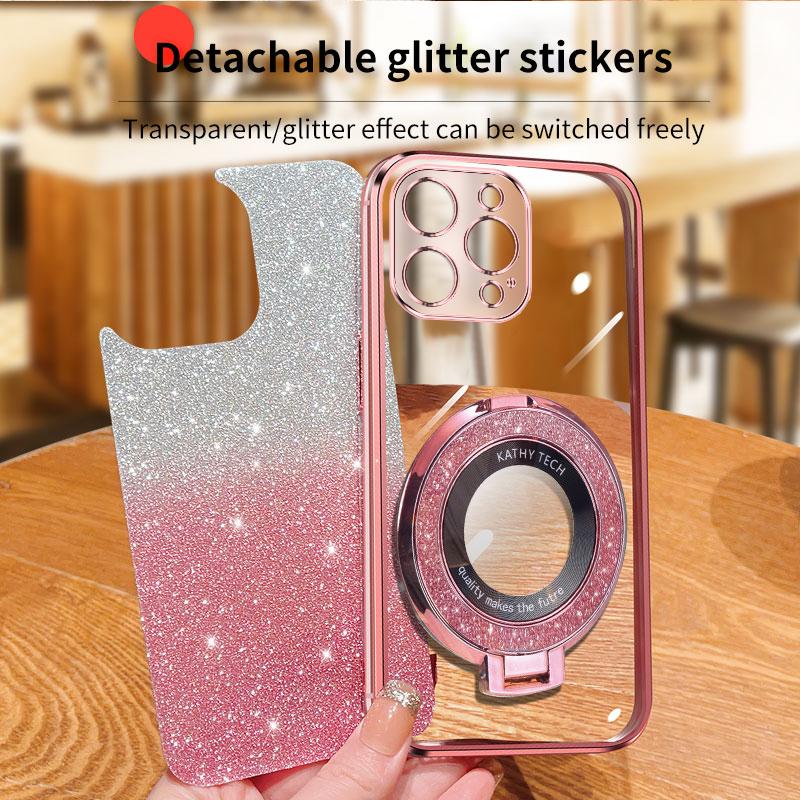 Product Introduction of For Samsung Galaxy A15 4G A15 5G A25 A35 A55 Case with Electroplated Stand Bracket Fashion Luxury Glitter Phone Cases Clear Soft TPU Silicone Shockproof Protective Back Cover Camera Protect Casing 2