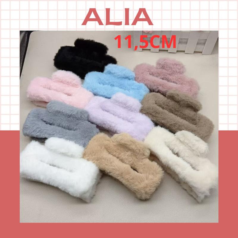 Kẹp Tóc Hình Vuông Phối Lông Thỏ Đáng Yêu Thời Trang Dễ Thương Cho Nữ-ALIA