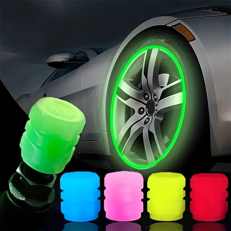 4pcs/8pcs/12pcs Glow-in-the-Dark Valve Stem Caps, Universal Car Fluorescent Valve Stem Caps, Glow-in-the-Dark Valve Stem Caps