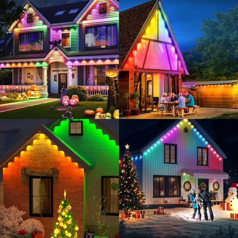 Product Introduction of 100FT Permanent DIY Decorative Outdoor Light (1 Count), APP/Voice/Remote Control RGBIC Smart Eaves Light, IP67 Waterproof Light Suitable for Year-Round Outdoor Lighting on House Roofs for Christmas Gifts, Holidays Decor, Stocking Fillers 8