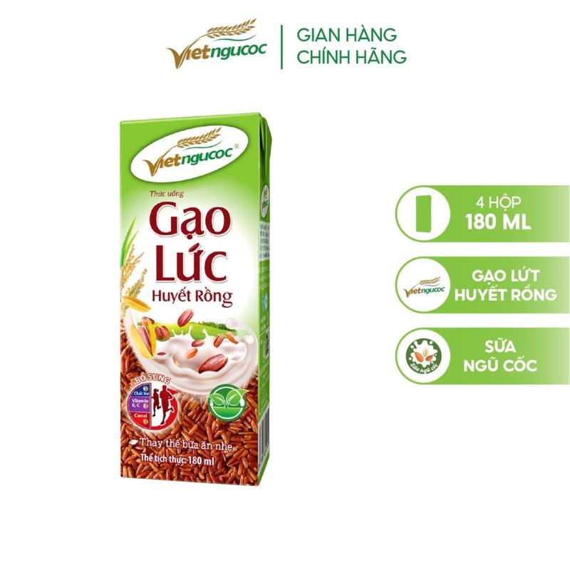 Combo 5 Lốc Sữa Gạo Lức Việt Ngũ Cốc Uống Liền 180ml hộp