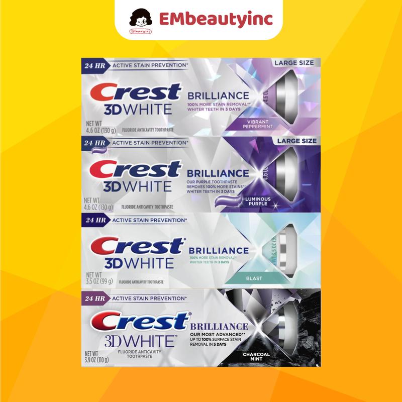 Kem đánh răng Crest Brilliance Đủ Màu Hỗ Trợ Trắng Răng Chuyên Sâu 99g / 130g - Bản Mỹ