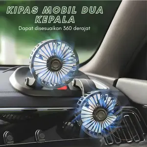 [Gloria] Kipas Angin Mobil DoubleFan Kipas Ganda Aksesoris Mobil 12V/24V Car Fan Kipas Dasbor Dua Kepala Simple
