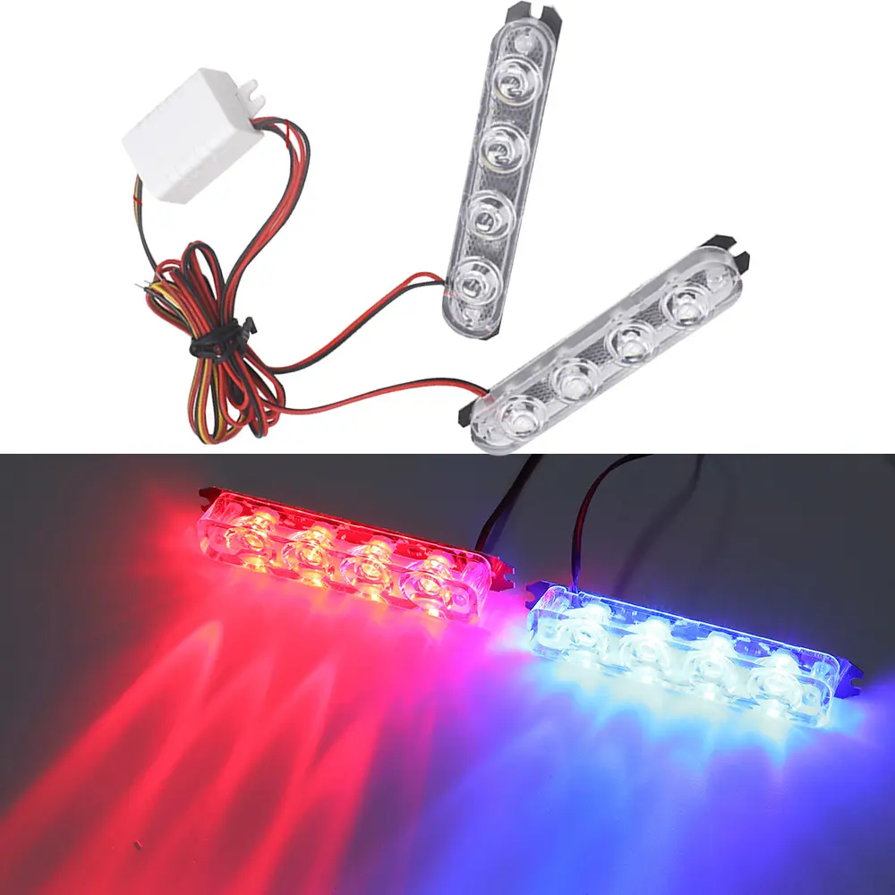 2PCS Police Strobe Lights Red Blue Flasher Auto Stroboscopes LED Strobe Light Automotive Emergency Warning Lamp For Motorcycle