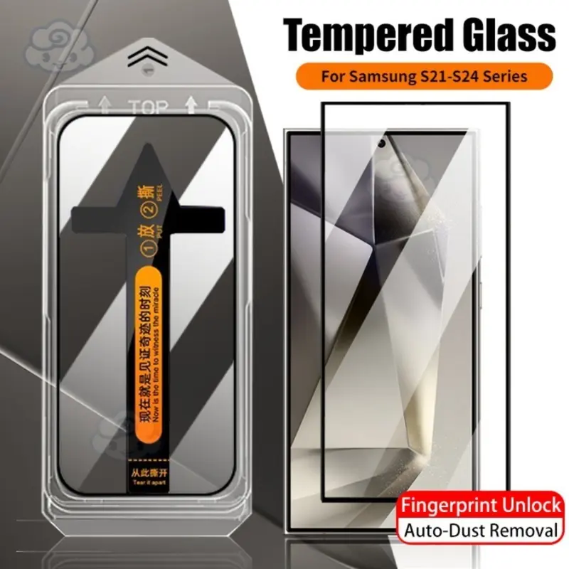 Bộ Loại Bỏ Bụi Tự Động, Kính Cường Lực Bao Phủ Toàn Bộ, Dành Cho Samsung Galaxy S24, S23, S22, S21 Ultra Plus, Không Bụi, Dễ Lắp Đặt, Bảo Vệ Màn Hình, Phim Kính 0