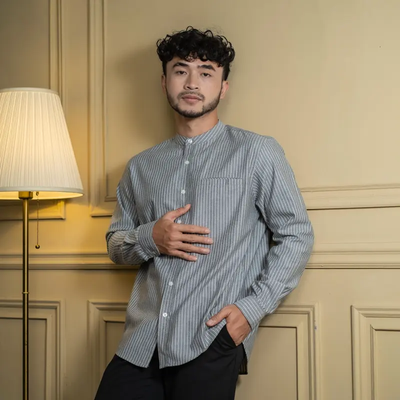 P&Z Kemeja Stripe Pria Shanghai Lengan Panjang 1