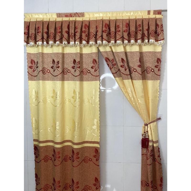 Rèm cửa sổ , cửa đi , rèm rido chất liệu gấm cao cấp dệt mẫu lá , khả năng chống nắng chống bụi tốt, rèm may trục luồn dây ,luồn ống mẫu 912