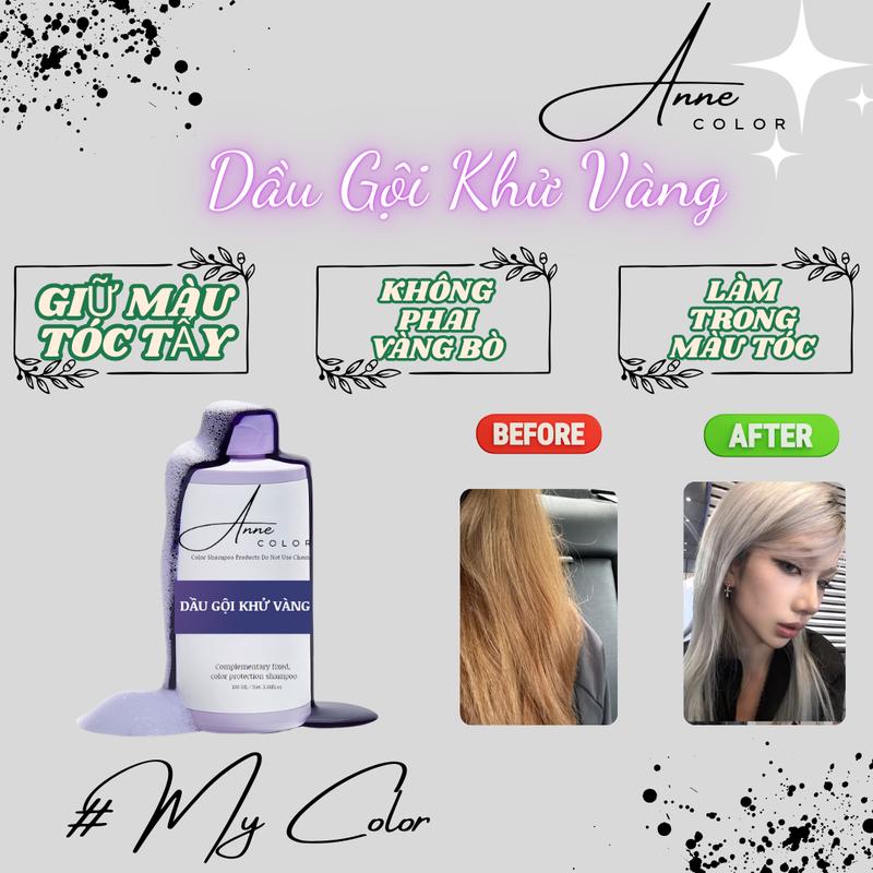 DẦU GỘI khử SẮC TỐ VÀNG - KHÓA MÀU - PHỤC HỒI TÓC - CHỐNG TRÔI RA VÀNG BÒ CHO TÓC NHUỘM Dưỡng Tóc Chăm Sóc Tóc