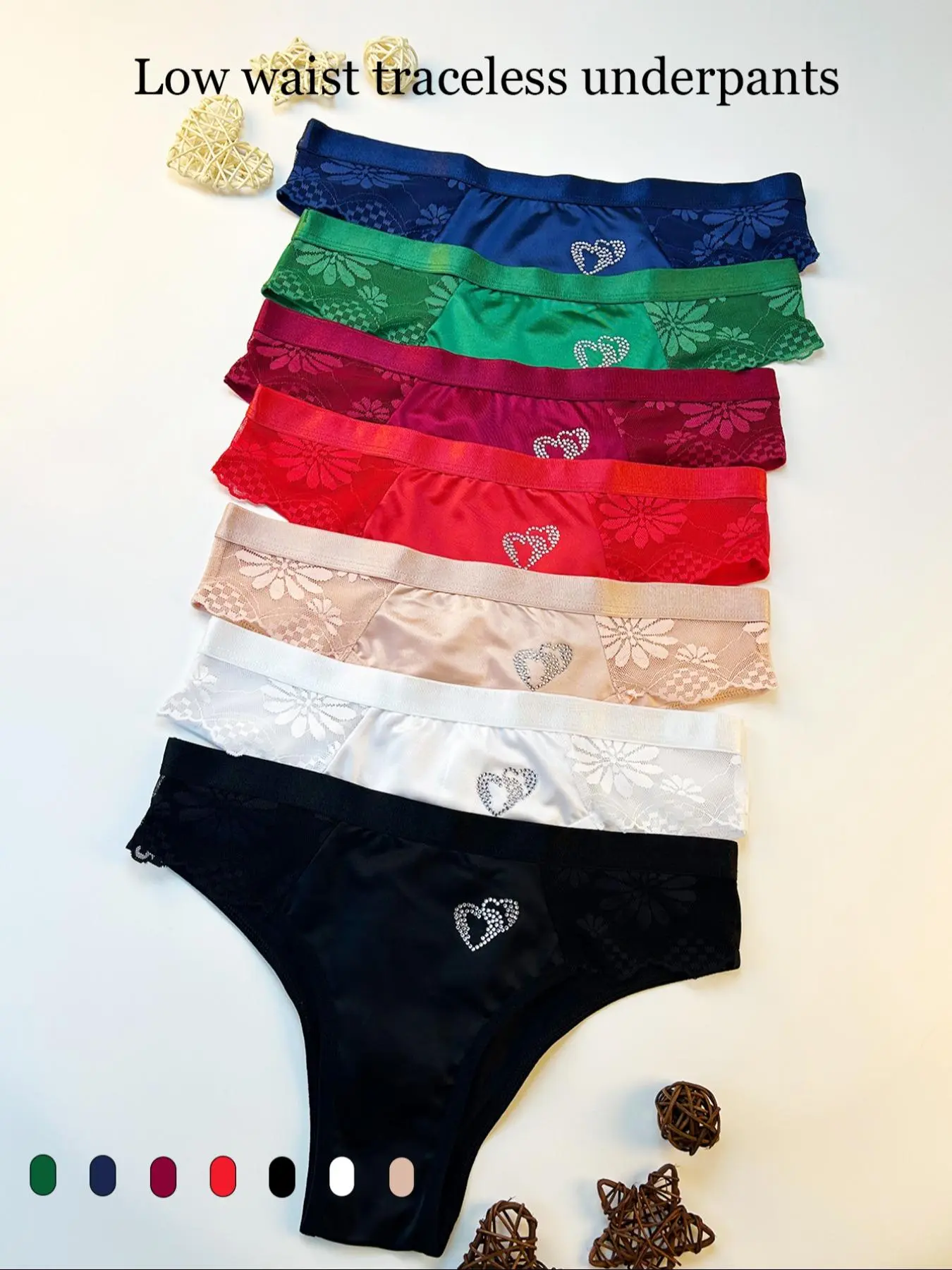 Women's Solid Color Floral Lace Trim Panty, Cute Soft Comfy Breathable Knicker for Daily Wear, Ladies Underwear for All Seasons, Thongs