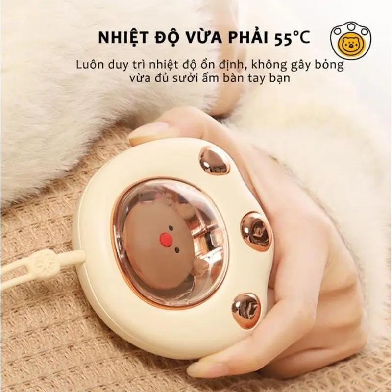 Máy Sưởi Mini Cầm Tay Hình Chân Gấu Máy Sưởi Tay Làm Ấm Nhanh Pin Sạc 2400mAH Nhỏ Gọn Bỏ Túi Siêu Tiện Lợi Sưởi Ấm Sưởi Ấm 4
