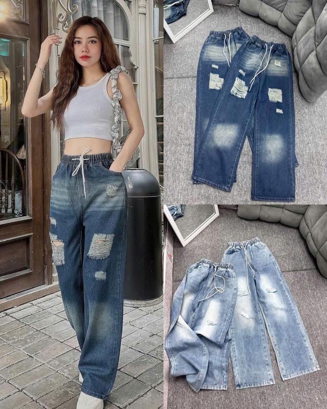 (ẢNH THẬT) QUẦN JEANS NỮ LƯNG CHUN KHÔNG GIÃN , RÁCH KIỂU WASH LOANG 2 MÀU ĐẬM NHẠT CÁ TÍNH Women Pants