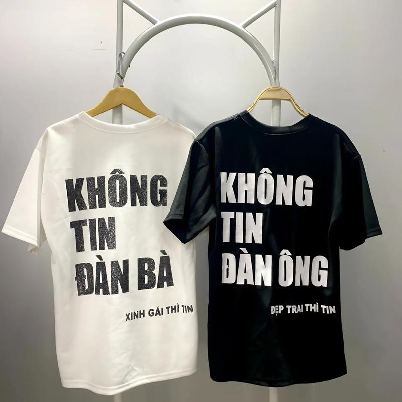 Áo Phông Unisex (KHÔNG TIN ĐÀN ÔNG/ĐÀN BÀ) Hình In Nhũ Kim Tuyến - Chất Poly Mịn Form Rộng Thụng Siêu Hot Hit 2024 aothun  basic