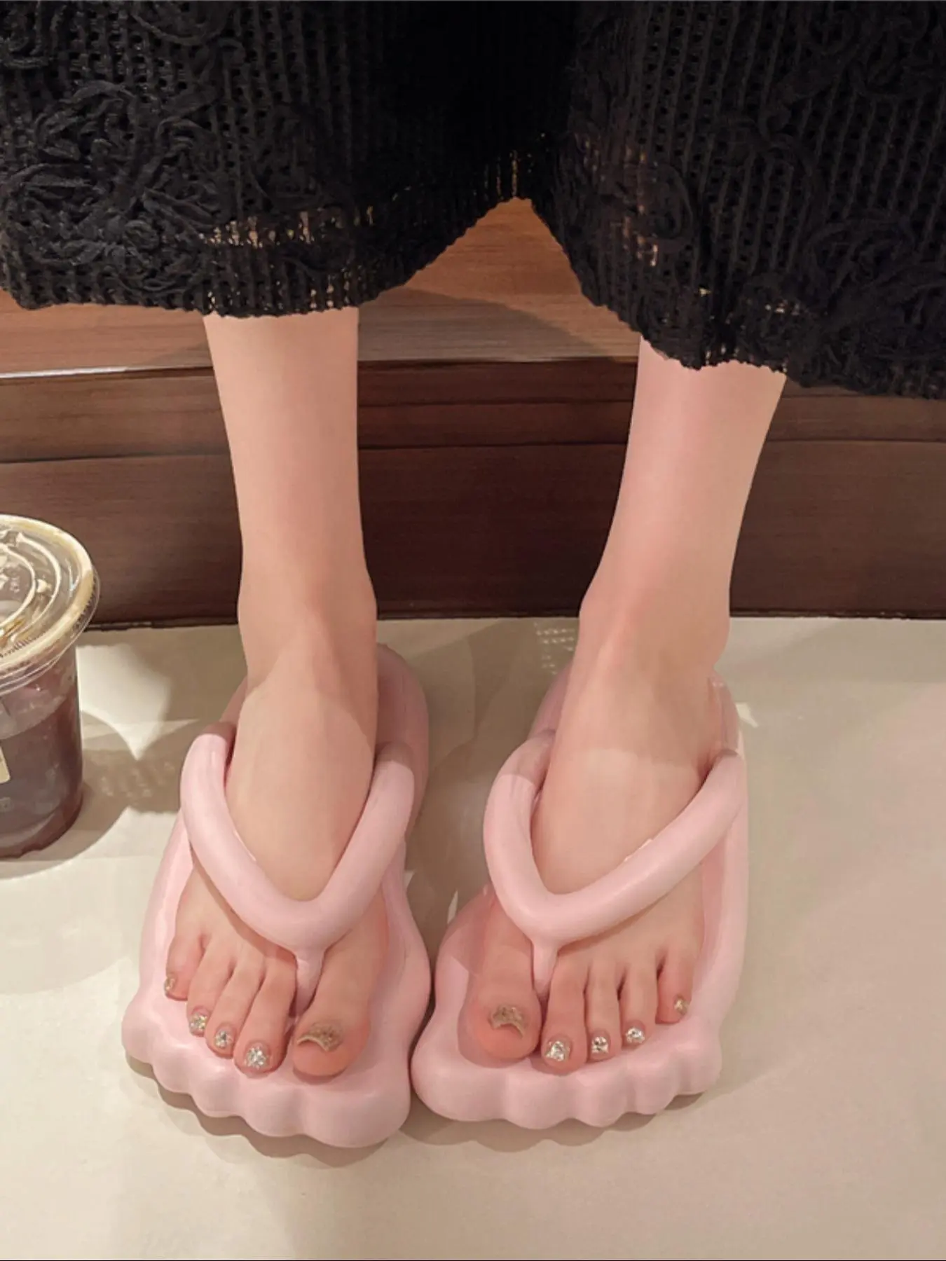 Women's Cute Cartoon Foot Design Slides, Casual Comfortable Breathable Non-slip Slippers for Summer, Female All-match Round Toe Slide Shoes for Daily Wear, Girl