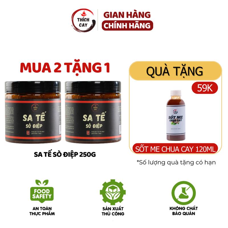 Tặng Sốt Me Chua Cay 120ml Combo 02 hũ Sa tế sò điệp Thích Cay 250g trộn mì hủ tiếu phở sốt cá viên chiên Gia Vị Nước Sốt