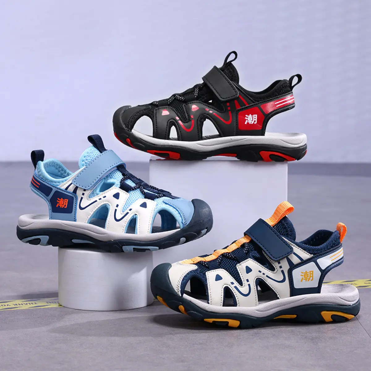 Boys' Closed-Toe Sandals Summer Style Children's Sports Sandals Soft Sole Big Kids Boys Beach Sandals Lightweight shark  boots