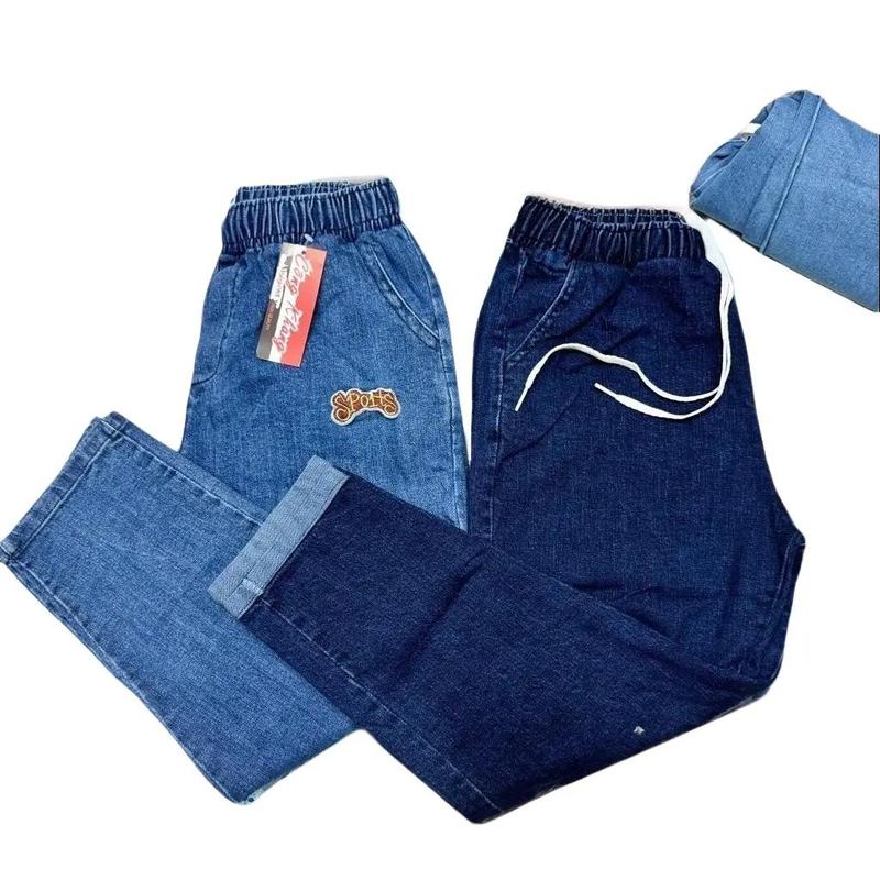 Quần jean nữ baggy ống đứng lưng thun, quần bò cạp chun co giãn bốn chiều thông thường nền tảng Ong Denim quần  đùi 8