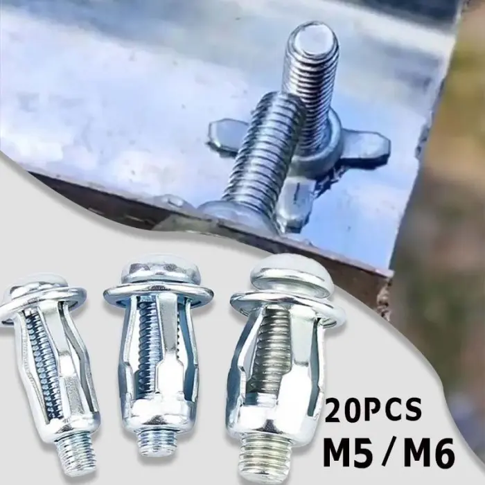 20pcs Jack Nuts Sekrup Logam Mobil Galvanis Hollow Metal Wall Nut Sekrup M5/M6
