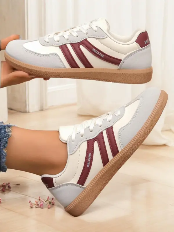 Women's Fashionable Lace Up Low Top Sneakers, Casual Comfortable Sports Shoes for Daily Wear, Non-slip Sneakers for Women & Girls, Trainer Shoes, Athletic Shoes 4