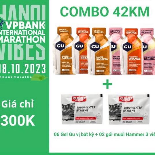 Combo năng lượng 42km - 6 Gel Năng Lượng GU Energy+2 muối Hammer 0