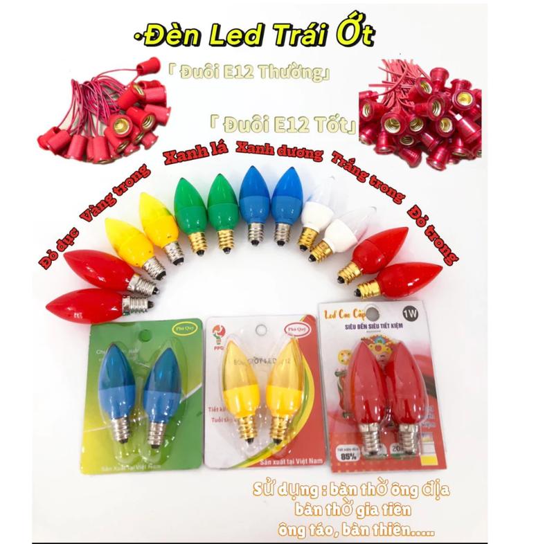 Combo 6 Bóng Đèn Led Trái Ớt Gắn Bàn Thờ Bàn Gia Tiên Thần Tài 1W Tiết Kiệm…