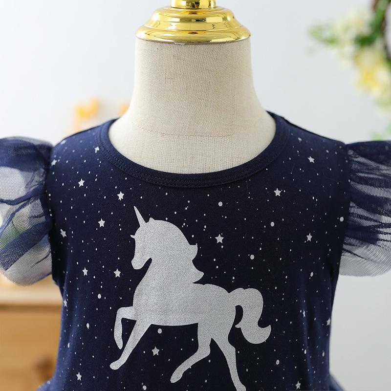 Product Introduction of Girls' short-sleeved Unicorn Dress - kid's Lolita skirt Korean version of Dream Children's Princess dress 2